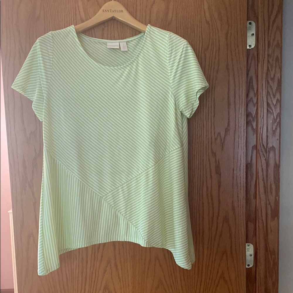 Ann Taylor Green Asymmetrical Relaxed T-Shirt